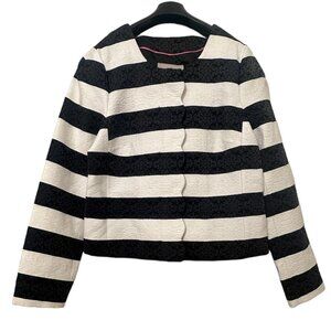 Banana Republic - Scallop-Trim Jacquard Black White Stripe Blazer (NWT), Size 12